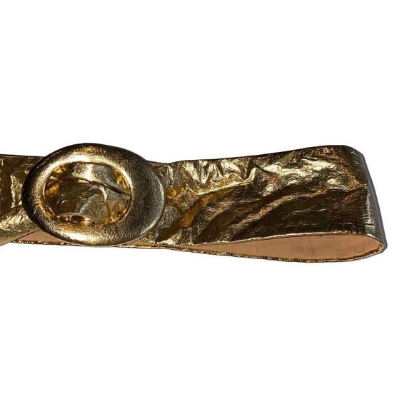 Vintage Caray foiled metallic cinch slide style belt 80s 90s disco retro 30 gold - Picture 1 of 8